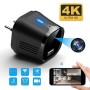 USB-Ladegerät-Kamera 4K WLAN Nachtsicht Bewegungserkennung schwarz